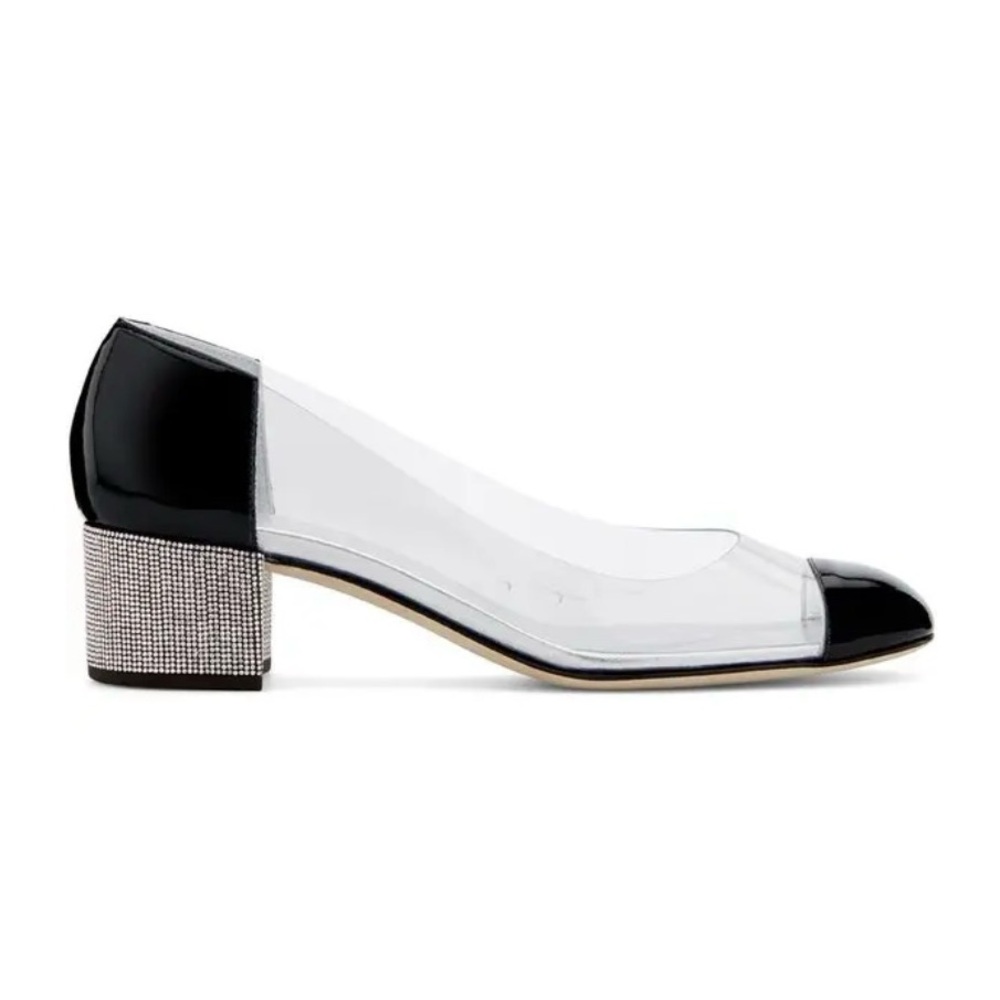 Giuseppe Zanotti Vitrum Clear Rhinestone Embellished Block Heel Pump Flats 40 - Picture 3 of 16